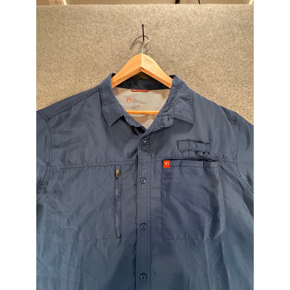 The American Outdoorsman Mens Blue Ripstop Short Sleeve Fishing Shirt XXL